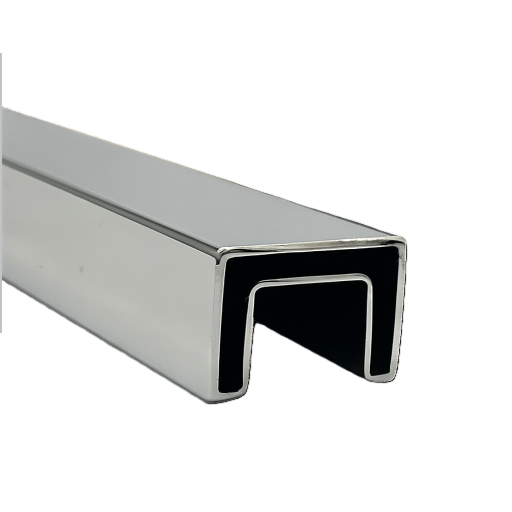 Slotted Rail Square 21 x 30mm Stainless Steel 5800mm - Polished