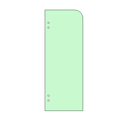 Overbath Door Panel 1595 x 400 (150mm Radius Corner)
