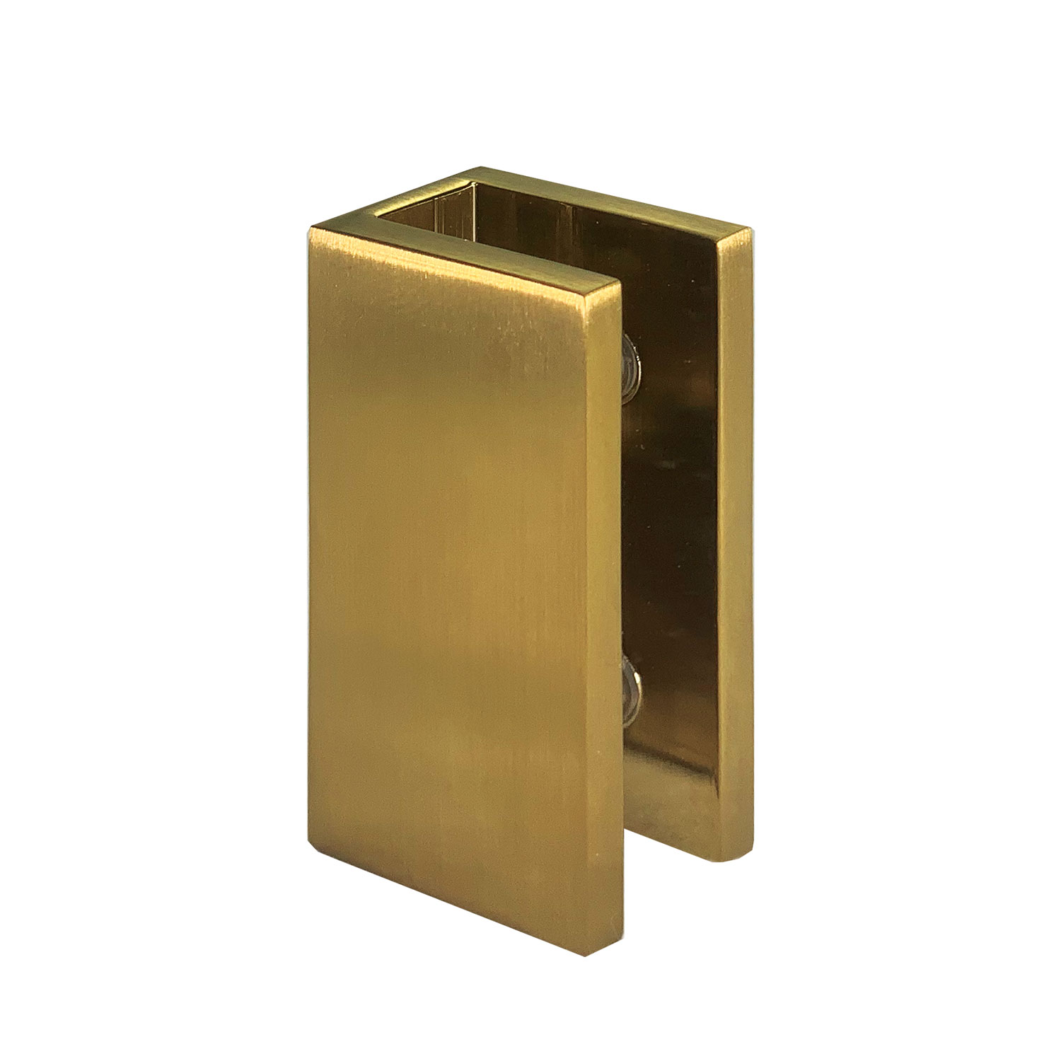  GLASS TO WALL U-CLAMP 25MM X 50MM - SQUARE SERIES (BRUSHED BRASS)